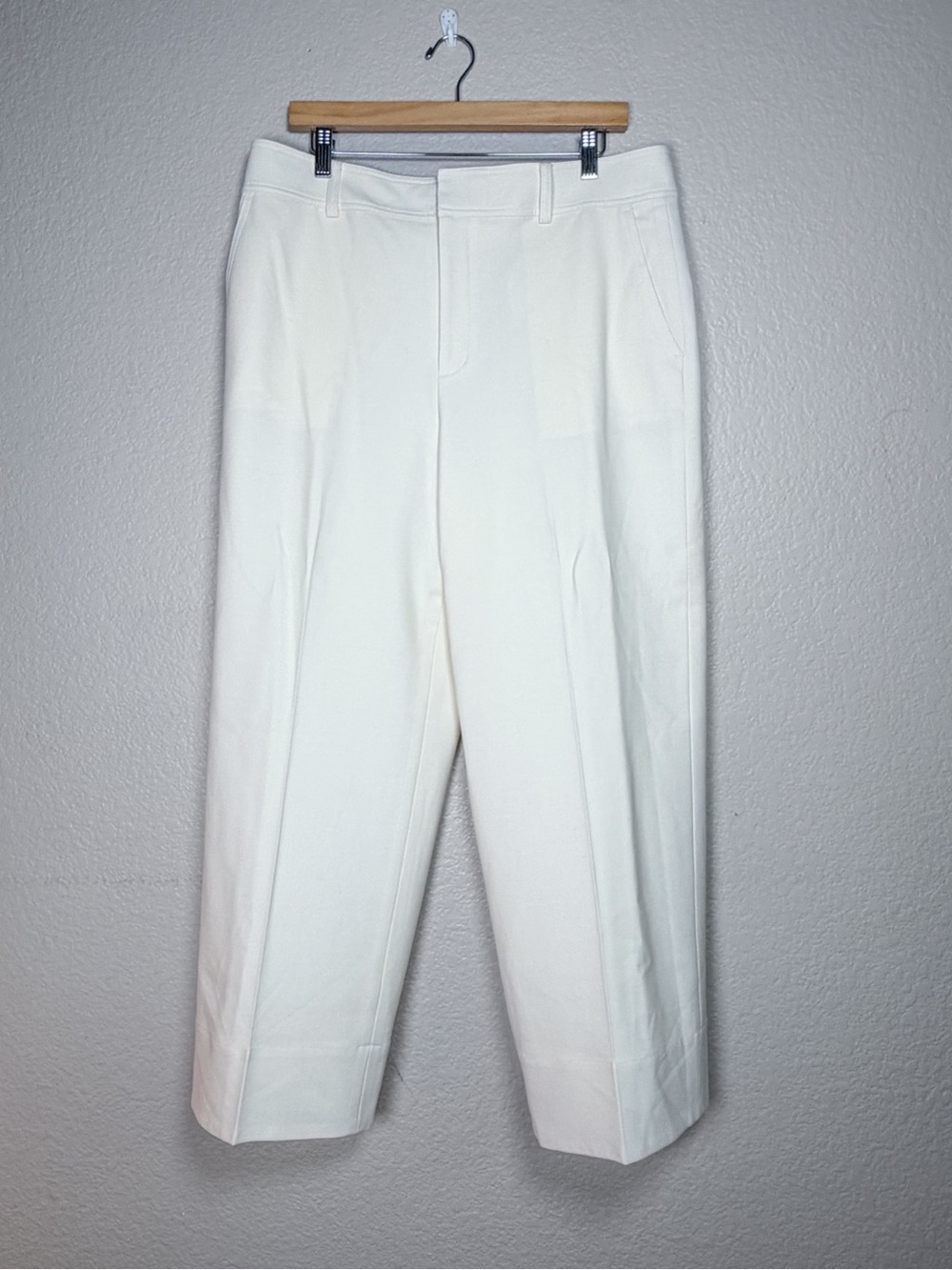 Club Monaco Ivory Wool Blend Cropped Wide Leg Culotte Trousers Pants Size 12 - Picture 2 of 10